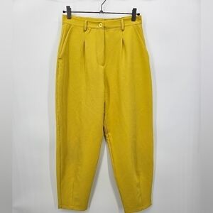 Yellow Cropped High‎ Waist Pants, Trousers Size M